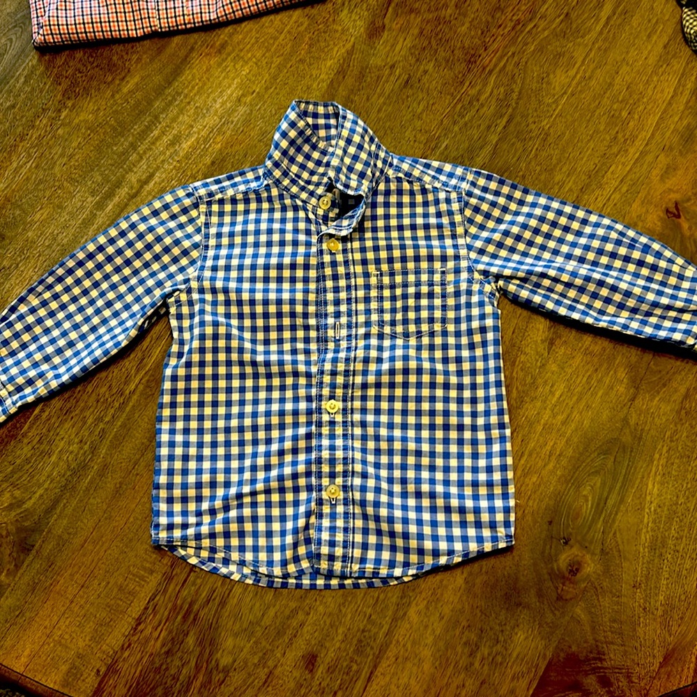 White and Blue Gingham Button Down Shirt